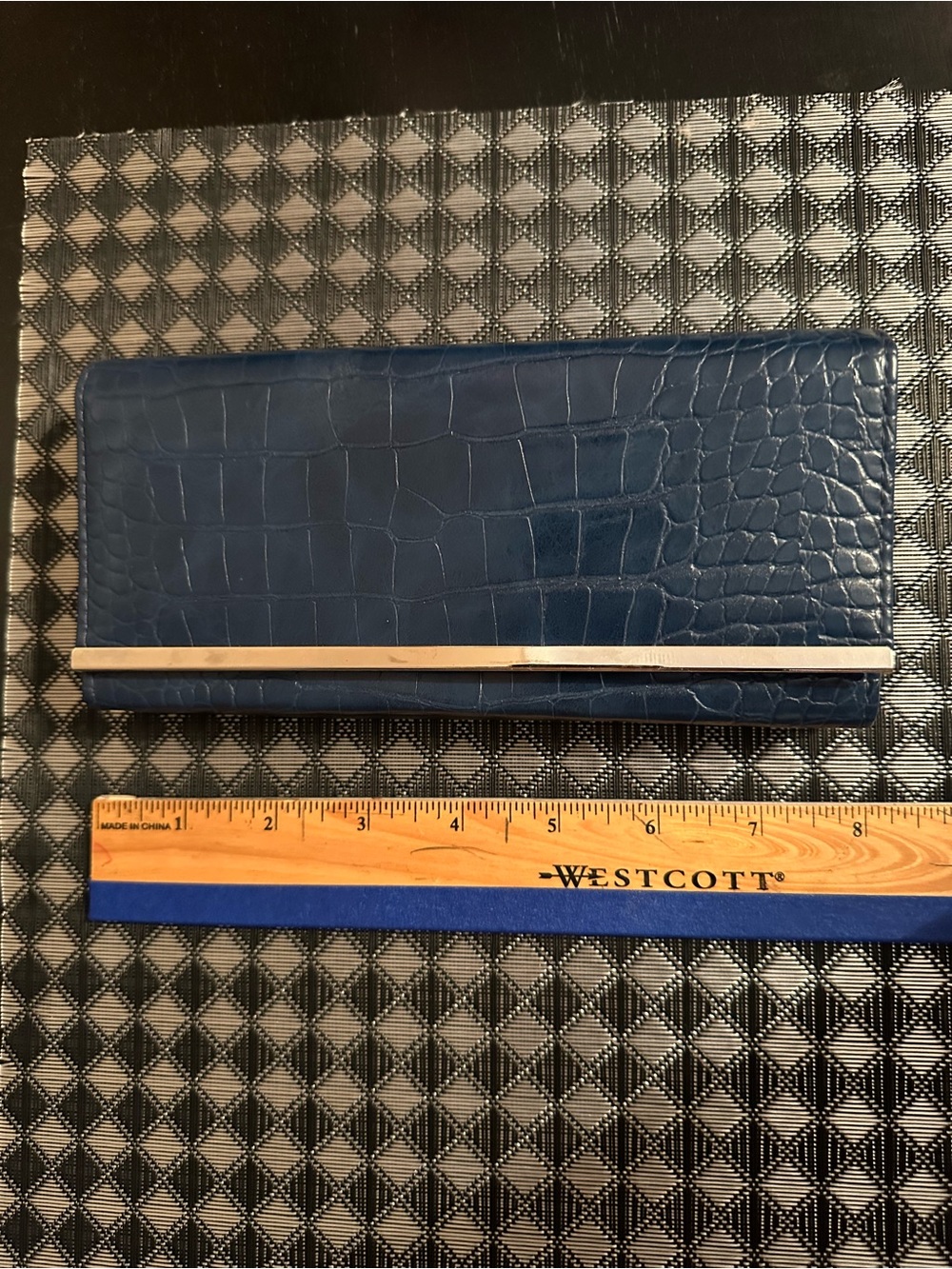 Safe Keeper RFID Navy Croc-Embossed Zip Clutch